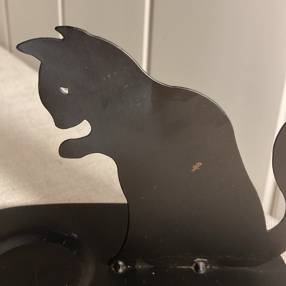 Vintage Black Cat face Metal Wall Decor candle holder LOT black cat silhouette - Picture 13 of 16